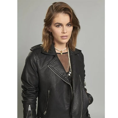 Kaia Gerber American Horror Stories Black Leather Jacket