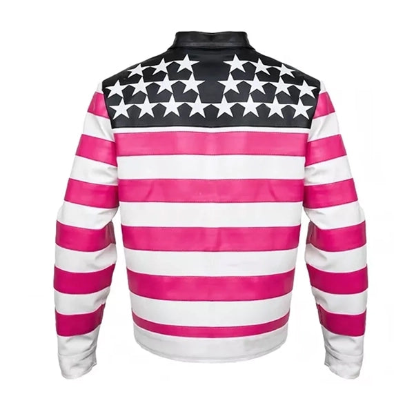 Lil Uzi Vert American Flag Pink Leather Jacket