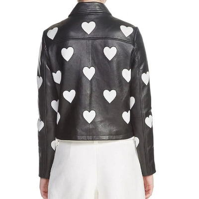 Womens Maje Heart Motorcycle Black Leather Jacket