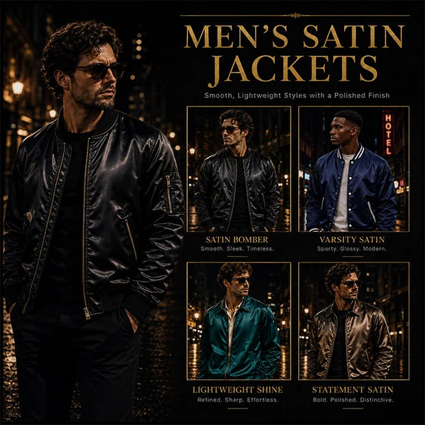 Mens Satin Jackets - Premium Satin Bomber Jackets – Jacketshive