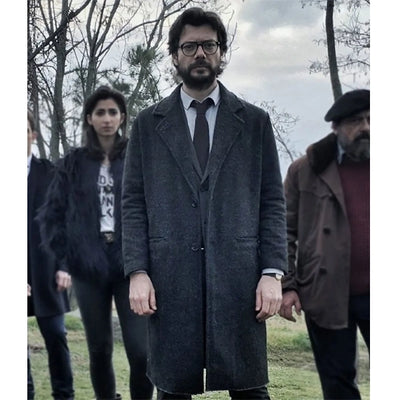 Alvaro Morte Money Heist Black Coat