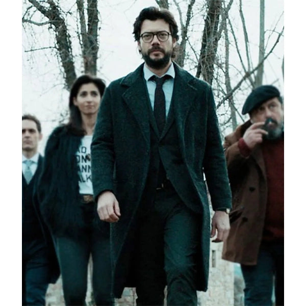 Alvaro Morte Money Heist Black Wool Coat