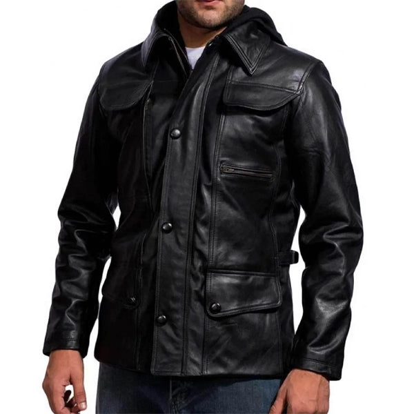 Arnold Terminator 5 Leather Jacket with Hood