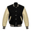 Black Varsity Jacket With Cream Sleeves
