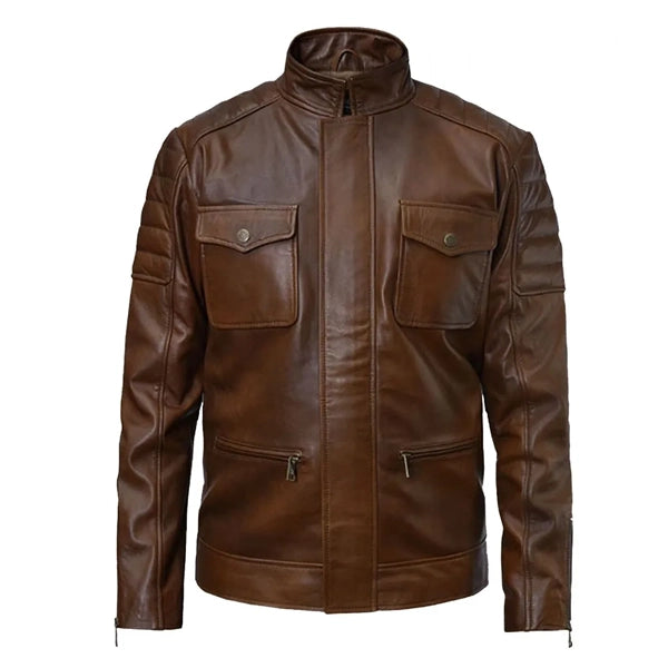 Boss Level Frank Grillo Brown Leather Jacket
