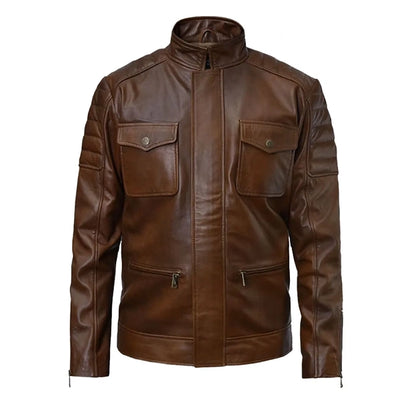Boss Level Frank Grillo Brown Leather Jacket
