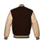 Brown Letterman Jacket with Cream Leather Sleeves