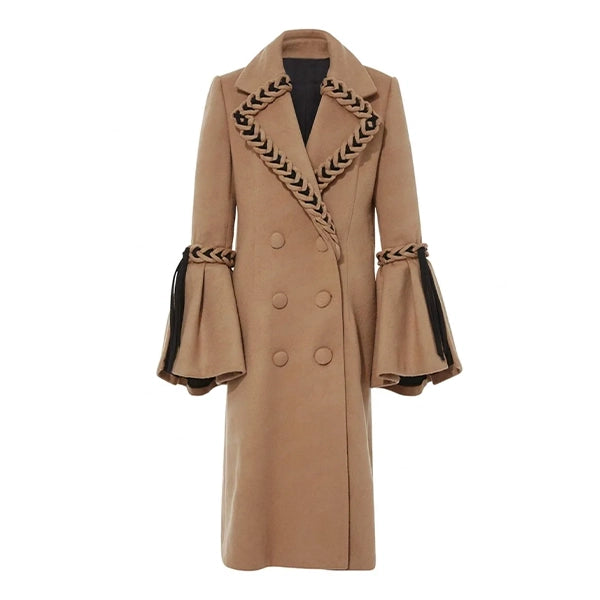 Emily Blunt Braided Wool Coat