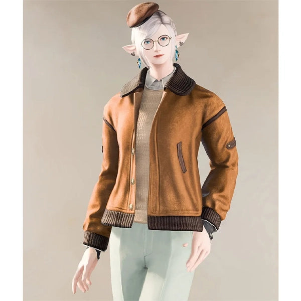 Final Fantasy XIV Brown varsity Jacket