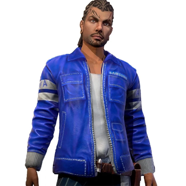 Galaxy Free Fire Blue Leather Jacket