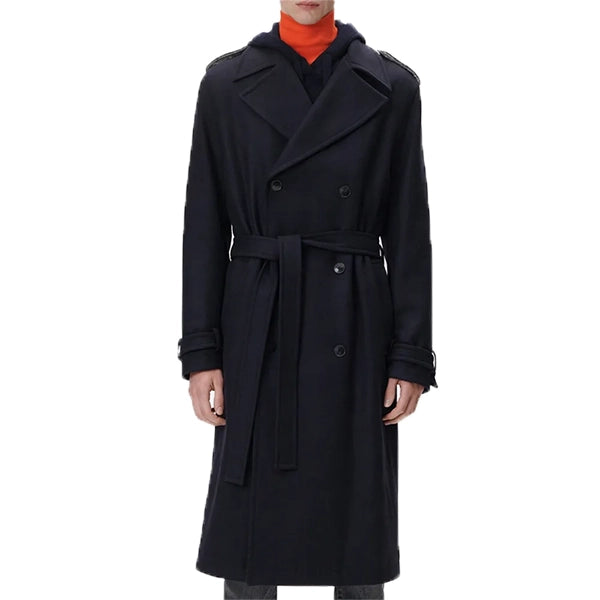 Halston Ewan Mcgregor Black Wool Trench Coat
