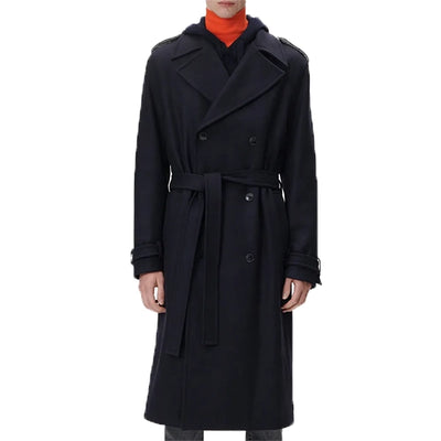 Halston Ewan Mcgregor Black Wool Trench Coat
