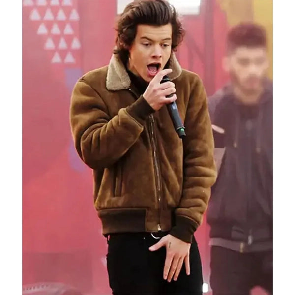 Harry Styles Brown Suede Leather Jacket
