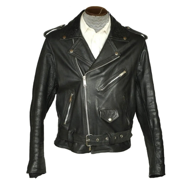 Men’s 1960s Motorcycle Belted Leather Jacket
