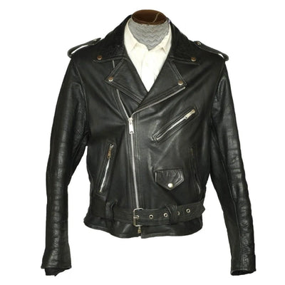 Men’s 1960s Motorcycle Belted Leather Jacket
