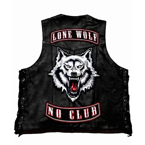 Men’s Lone Wolf Biker Leather Vest