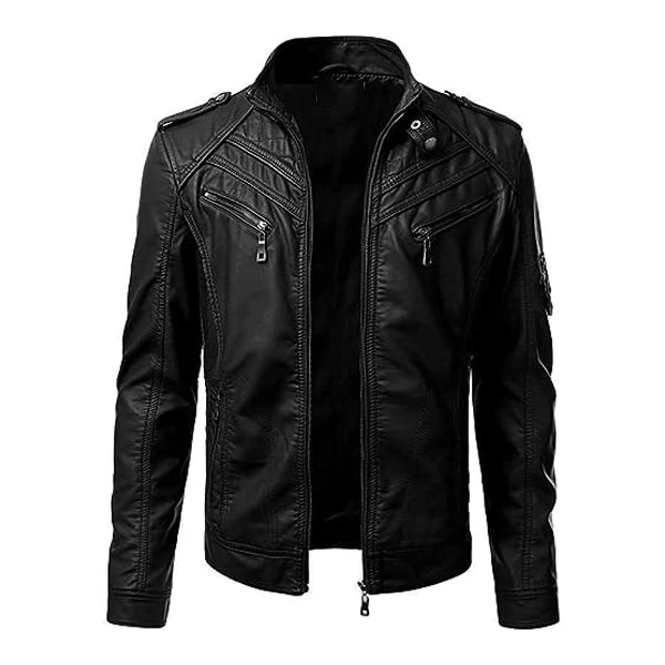 Mens Vintage Black Sheepskin Leather Jacket