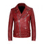 Mens Zipper Red Leather Jacket
