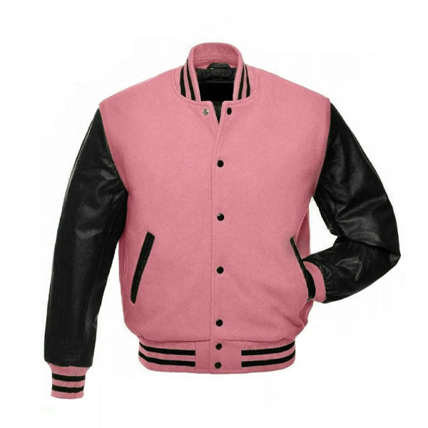 Pink And Black Letterman Jacket
