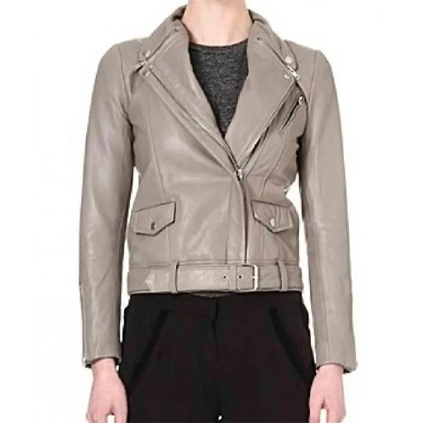 Pretty Little Liars S05 Ashley Benson Grey Leather Jacket