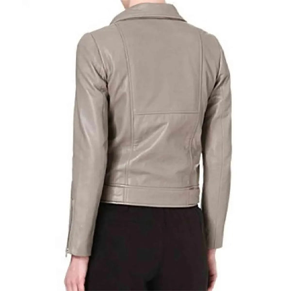Pretty Little Liars S05 Ashley Benson Wimens Grey Leather Jacket