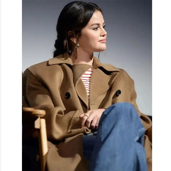 Selena Gomez Brown wool Trench Coat