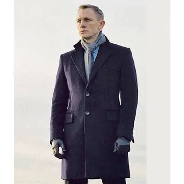 Skyfall James Bond navy Wool Coat
