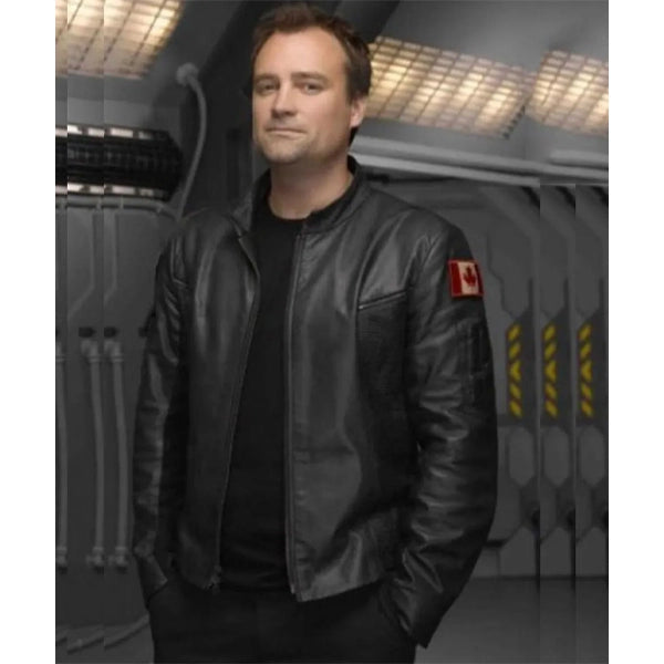 Stargate Atlantis David Hewlett Black Leather Jacket
