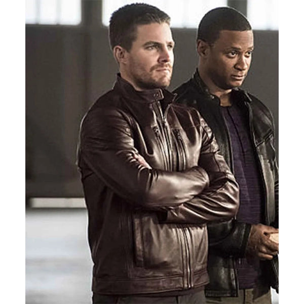 The Flash Stephen Amell Burgundy Jacket