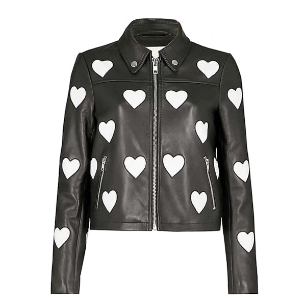 Womens Maje Heart Motorcycle Black Jacket