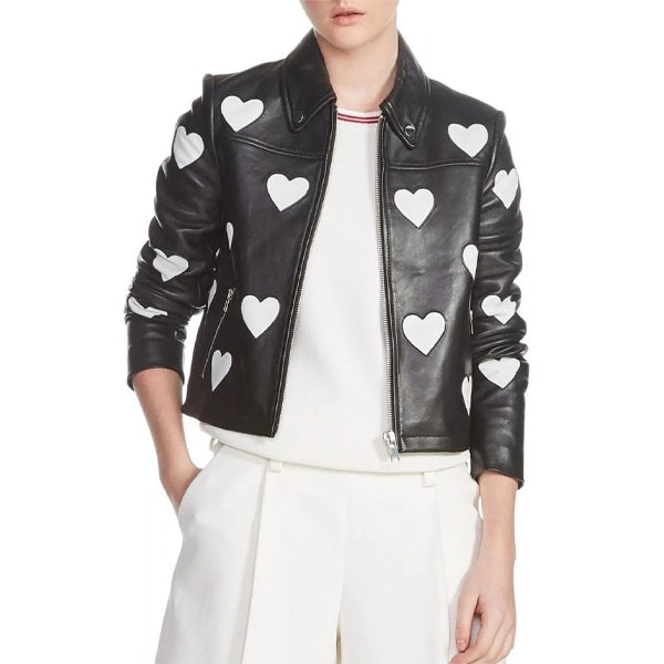 Women's Maje Heart Motorcycle Leather Jacket