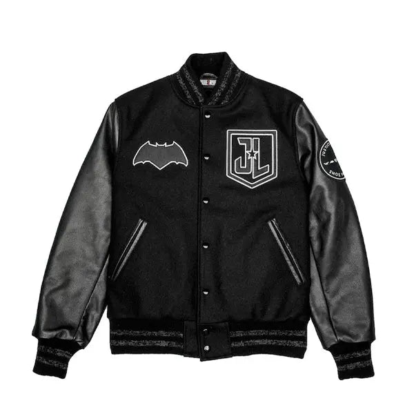 batman justice league black varsity jacket
