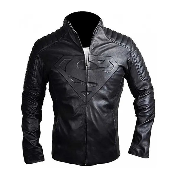 superman black leather jacket
